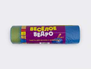 Мешок для мусора с завязками 60 л Весёлое ведро рулон 15 шт 1/25